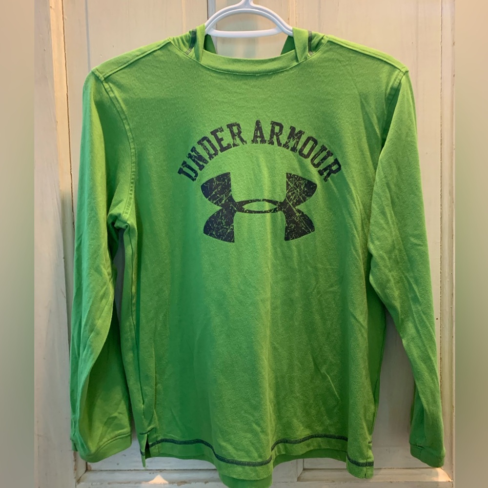 Green Underarmor Hooded Long-Sleeve T-Shirt